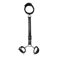 Kinky Play Box Locking Harness Collar and Wrist Restraints - Black