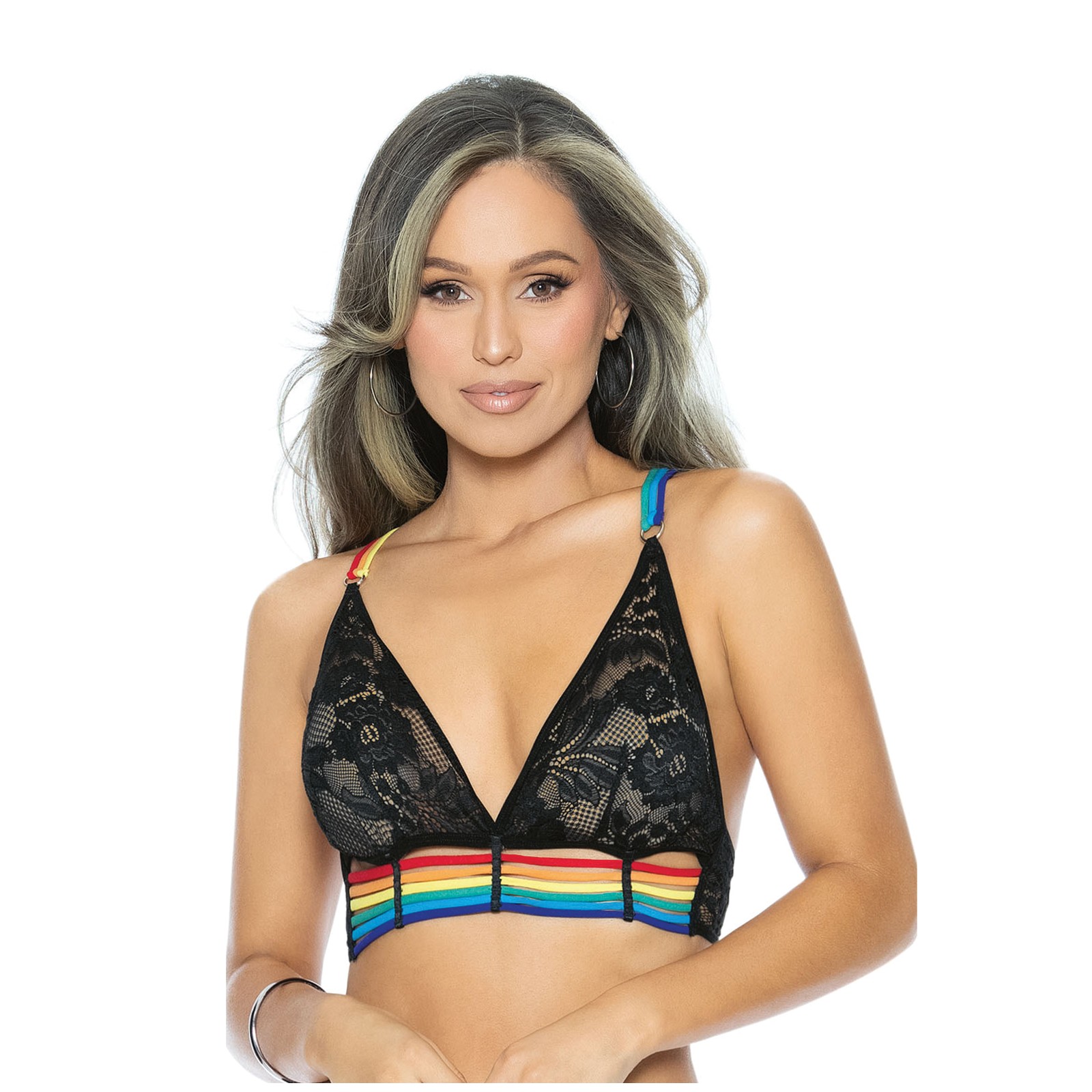 Top Halter de Encaje Arcoíris Pride