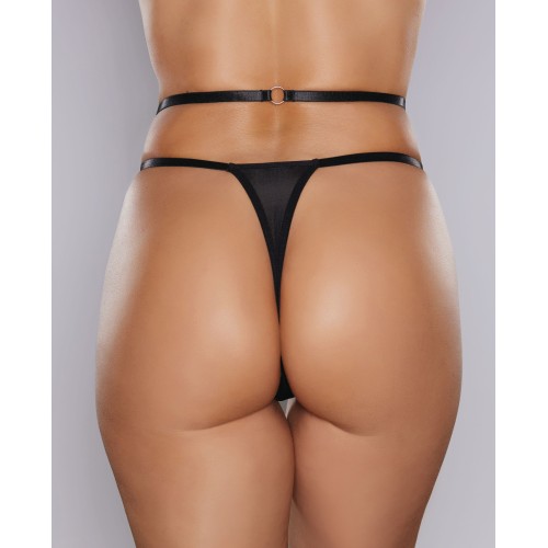 Adore Cherished Lace and Mesh Thong Black O/S