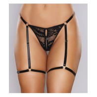 Tanga de Encaje Adore Say it with Garters Negro T/U