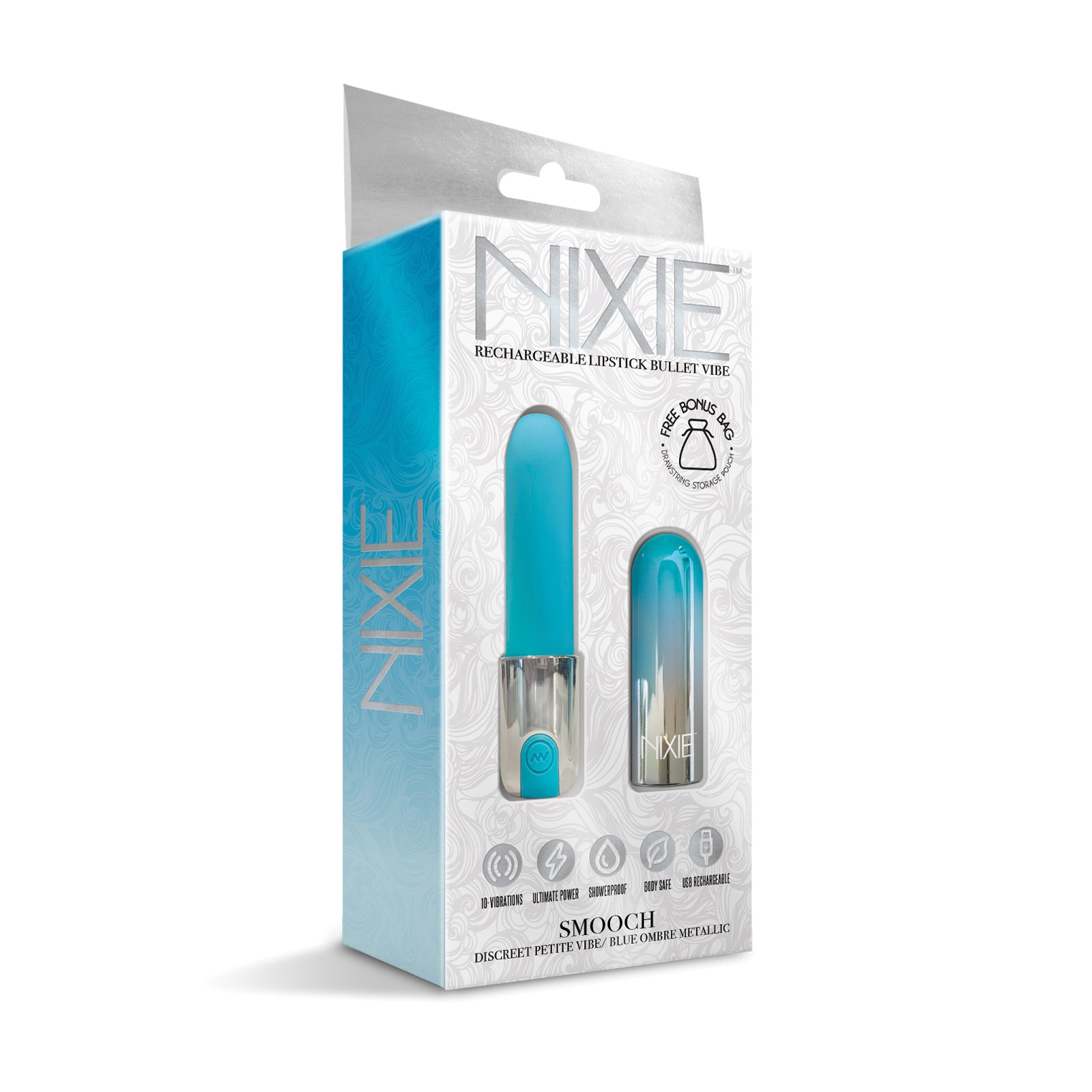 Nixie Smooch Rechargeable Lipstick Vibrator - Blue Ombre