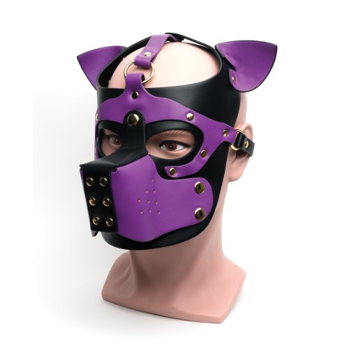 665 Bondage Pup Hood O/S Black Purple