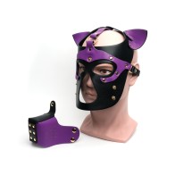 665 Bondage Pup Hood O/S Black Purple