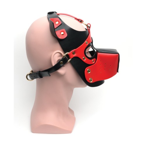 665 Bondage Pup Hood - Black/Red