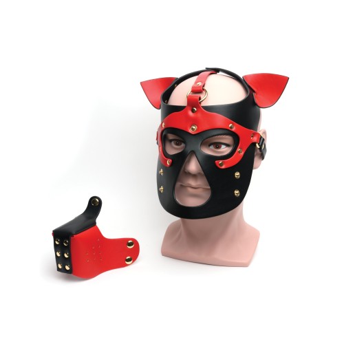 665 Bondage Pup Hood - Black/Red