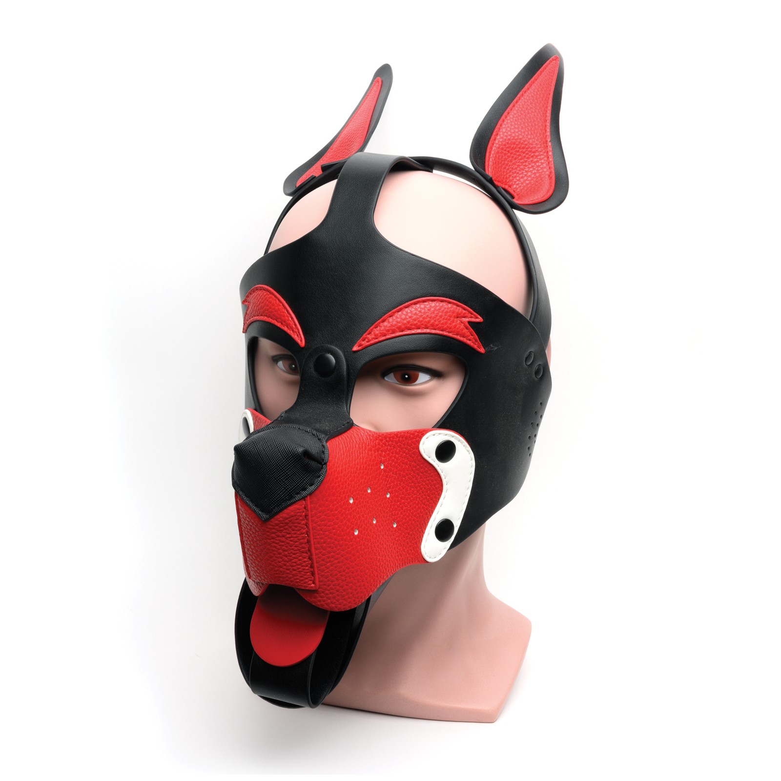 665 Playful Pup Hood Black Red White