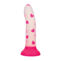 Glow Stick Heart Suction Cup Glow-in-the-Dark Dildo - Pink