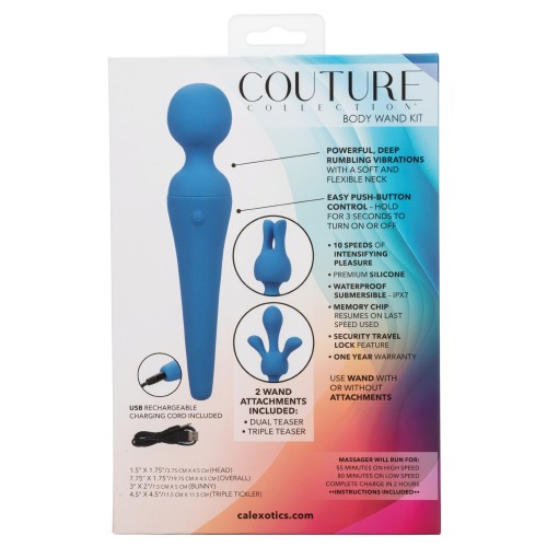 Couture Collection Body Wand Vibrator Kit Blue