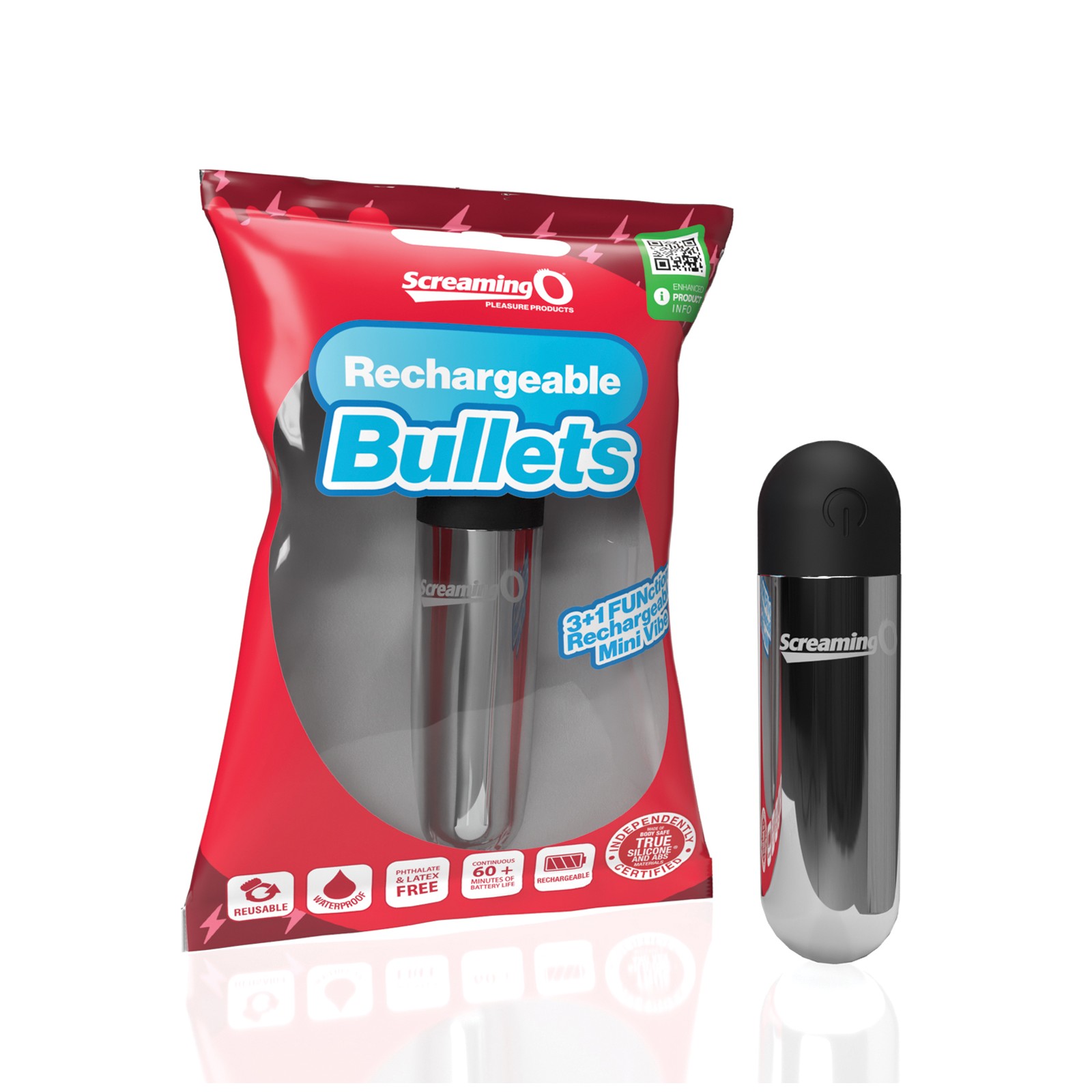 Screaming O Bullet Vibrador Recargable Plata