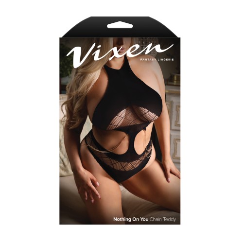 Vixen Cut-Out Teddy with Chains in Black QN