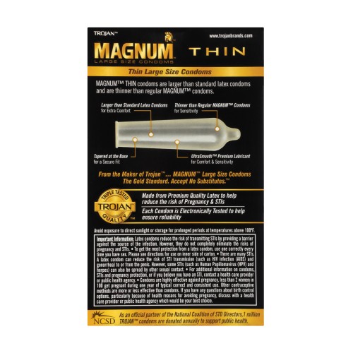 Condones Trojan Magnum Thin Paquete de 12