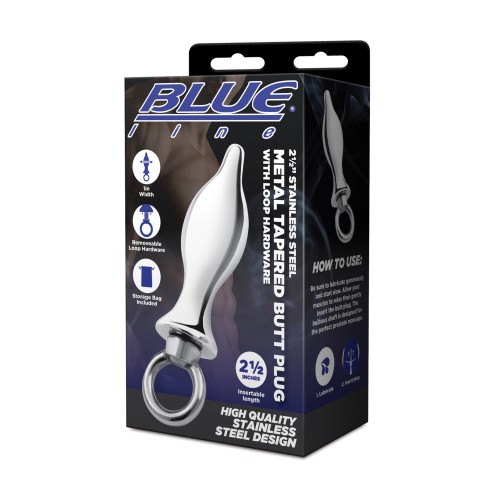 Blue Line 2.5 Inch Stainless Steel Tapered Butt Plug