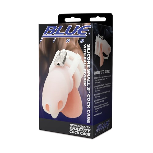 Blue Line 2" Silicone Mini Cock Cage with Ball Divider