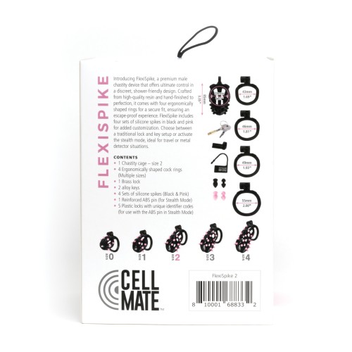 Sport Fucker Cellmate FlexiSpike Chastity Cage - Size 2 Black/Pink