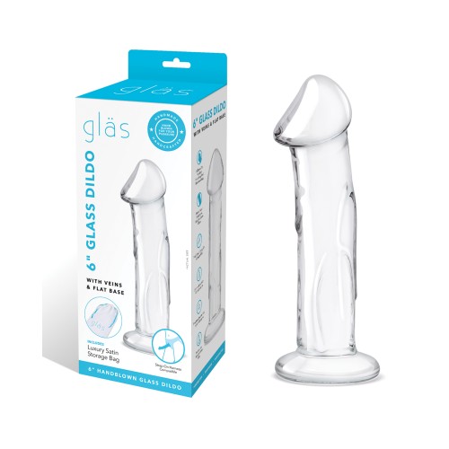 Dildo Realista de 6 Pulgadas con Venas y Base Plana - Chocolate