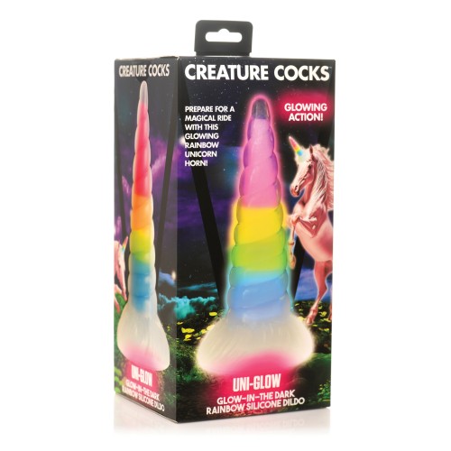 Creature Cocks Glow in Dark Silicone Dildo Rainbow