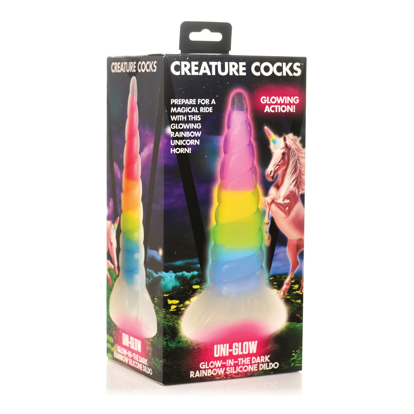 Creature Cocks Glow in Dark Silicone Dildo Rainbow