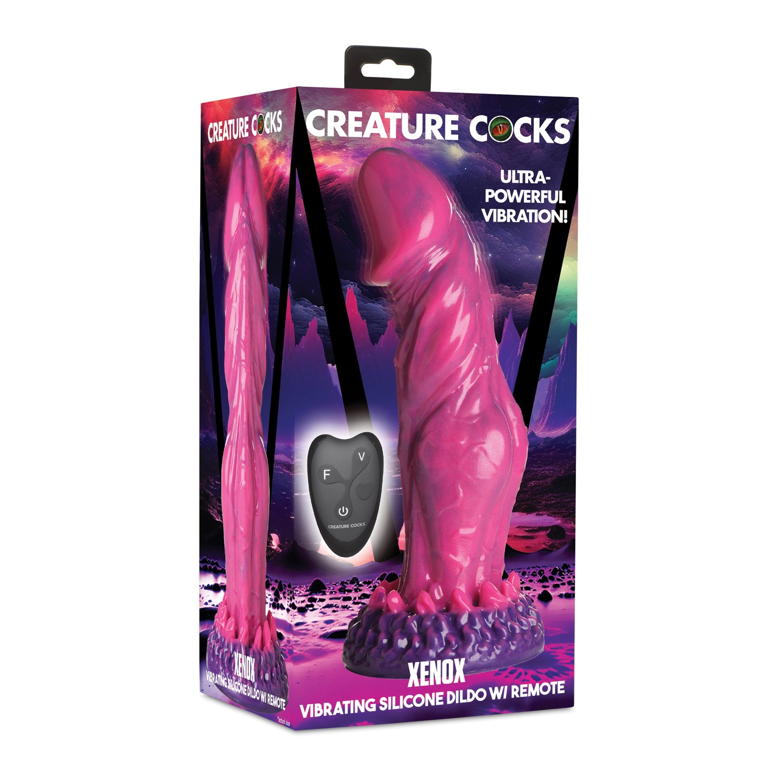 Creature Cocks Xenox Vibrating Dildo Remote Pink Purple