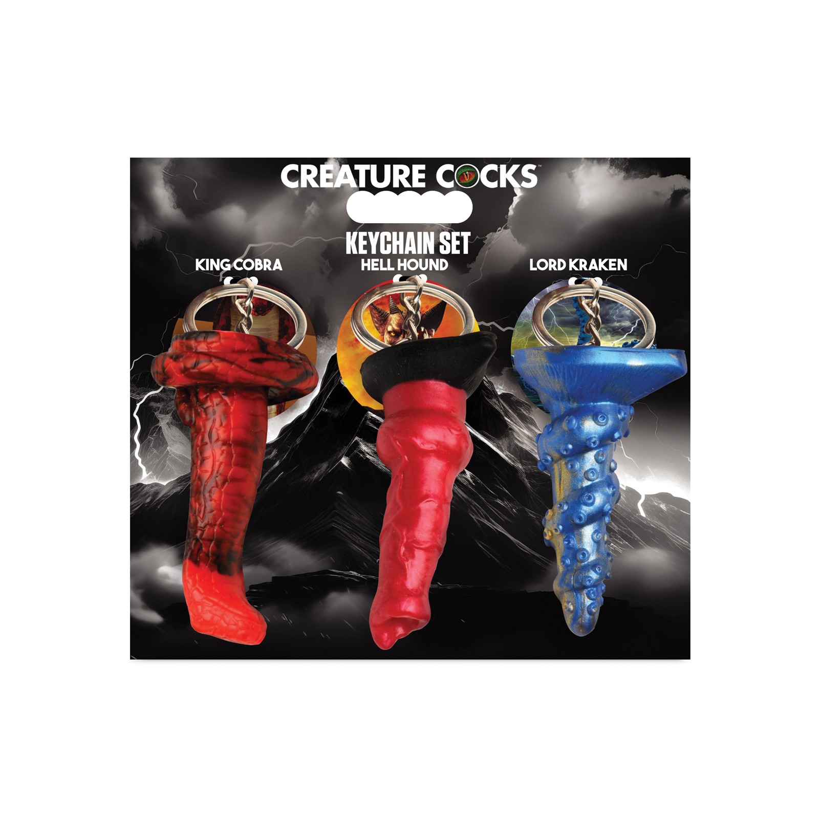 Colorido Set de Llaveros Creature Cocks - 3 Piezas