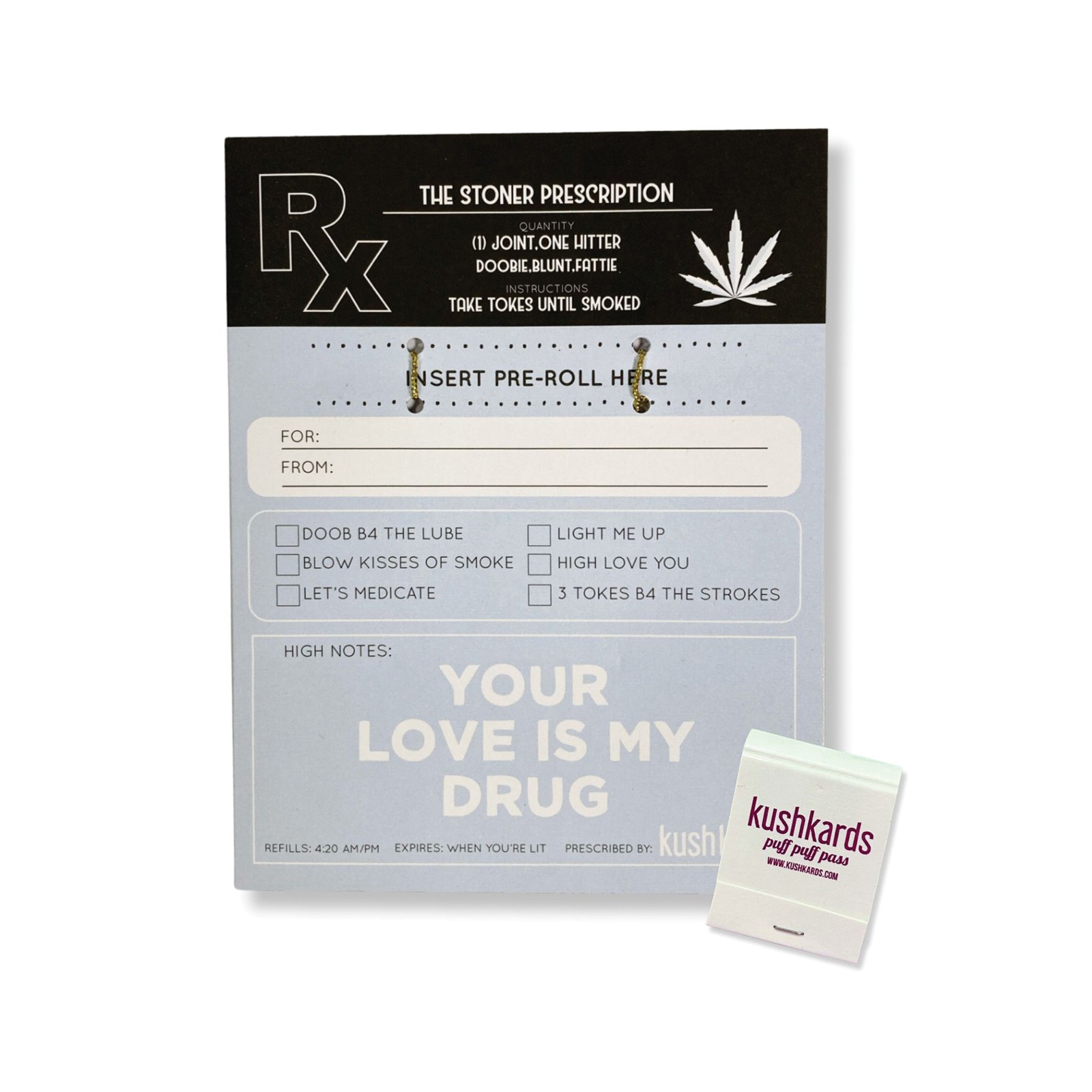 Stoner Prescription Greeting Card and Matchbook