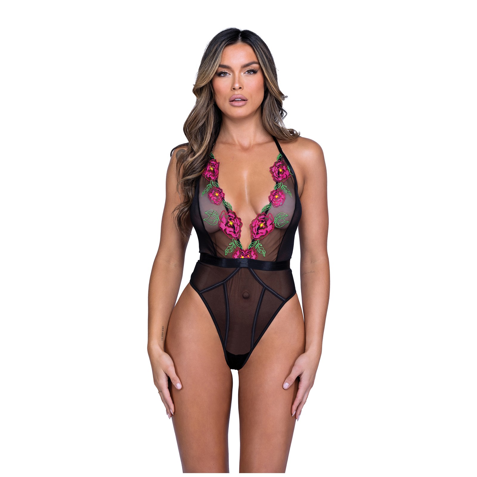 Peony Paradise Lace Teddy Black Large