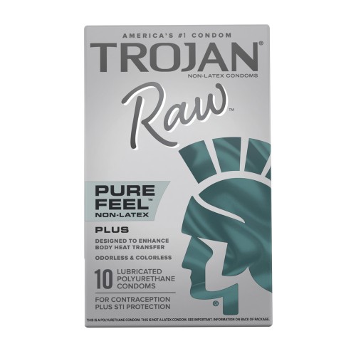 Condones Trojan Raw Pure Feel Sin Látex Paquete de 10