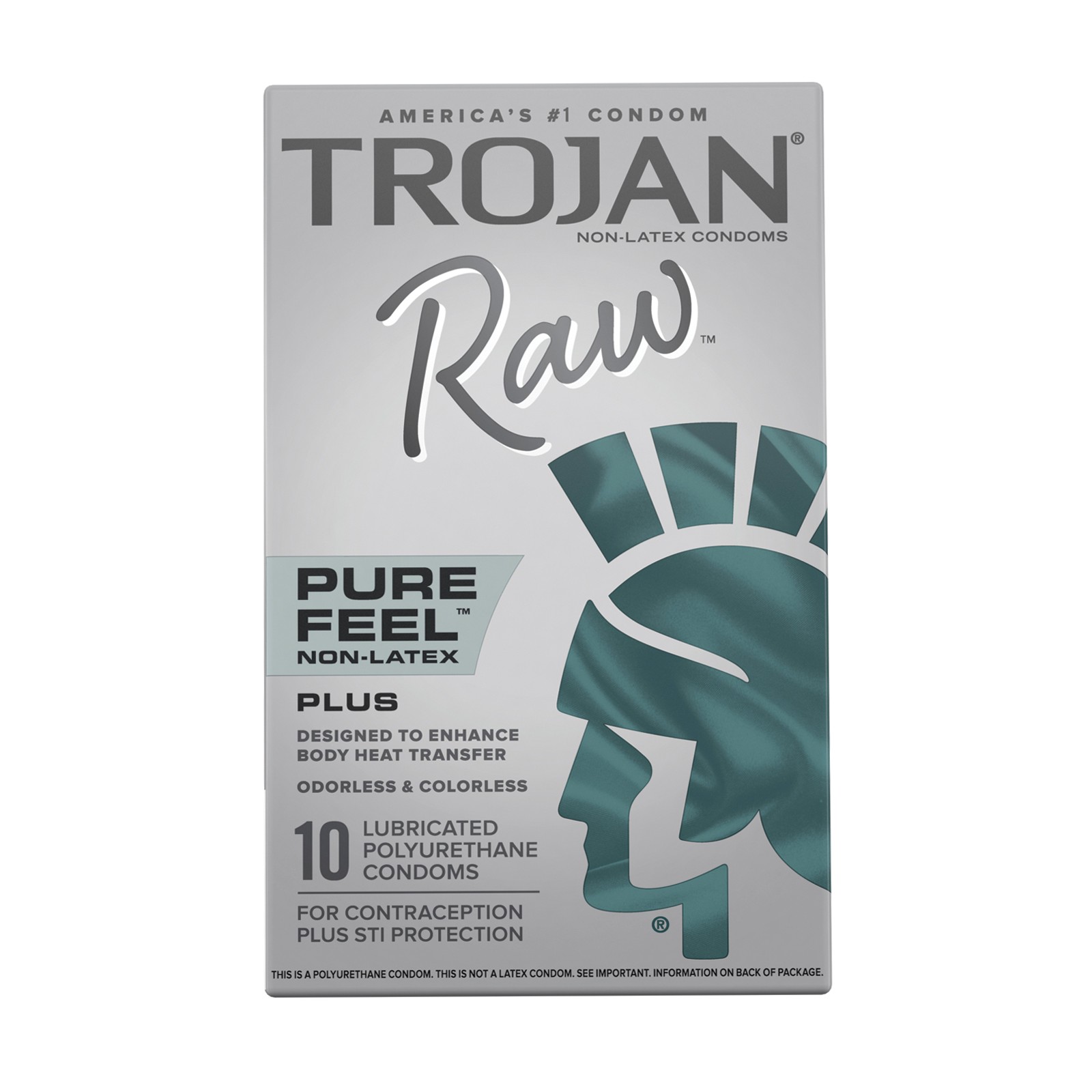 Condones Trojan Raw Pure Feel Sin Látex Paquete de 10