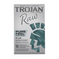 Condones Trojan Raw Pure Feel Sin Látex Paquete de 10