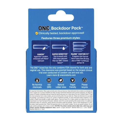 One Backdoor Custom Fit Condoms 3 Pack