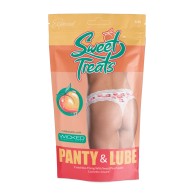 Sweet Treats Crotchless Thong with Edible Lube - White S/M