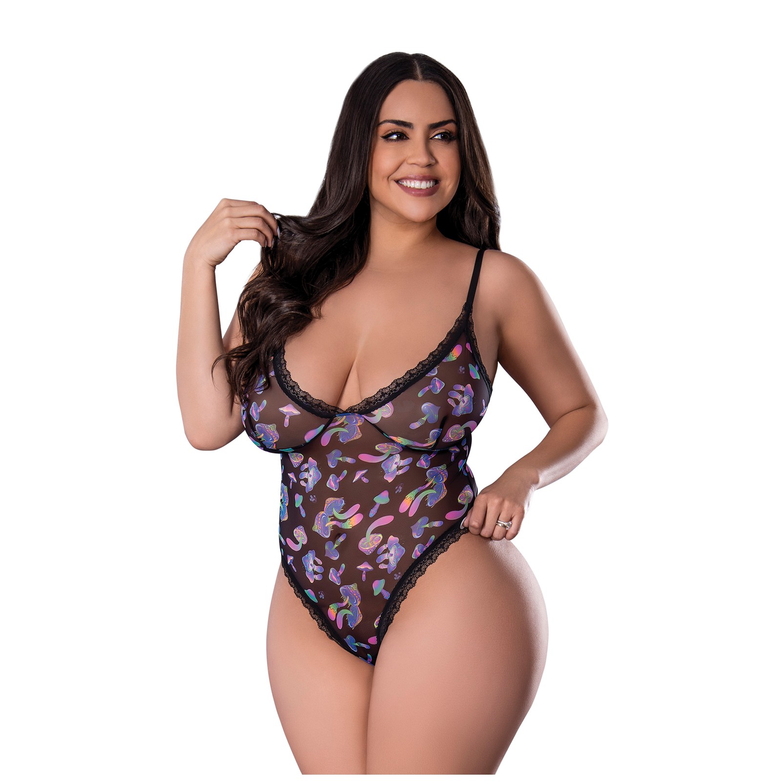 Hazy Dayz Shrooms Teddy - Alluring Black Lingerie