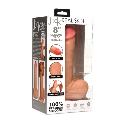 Curve Toys Jock Real Skin Silicone 8 Inch Dildo with Balls