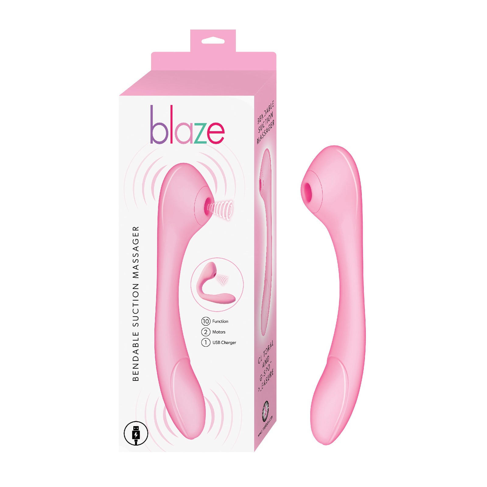 Blaze Bendable Suction Massager in Pink