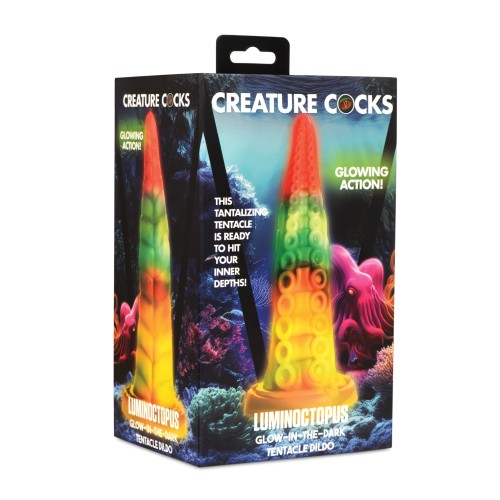 Creature Cocks Glow-in-the-Dark Tentacle Dildo - Rainbow Colors