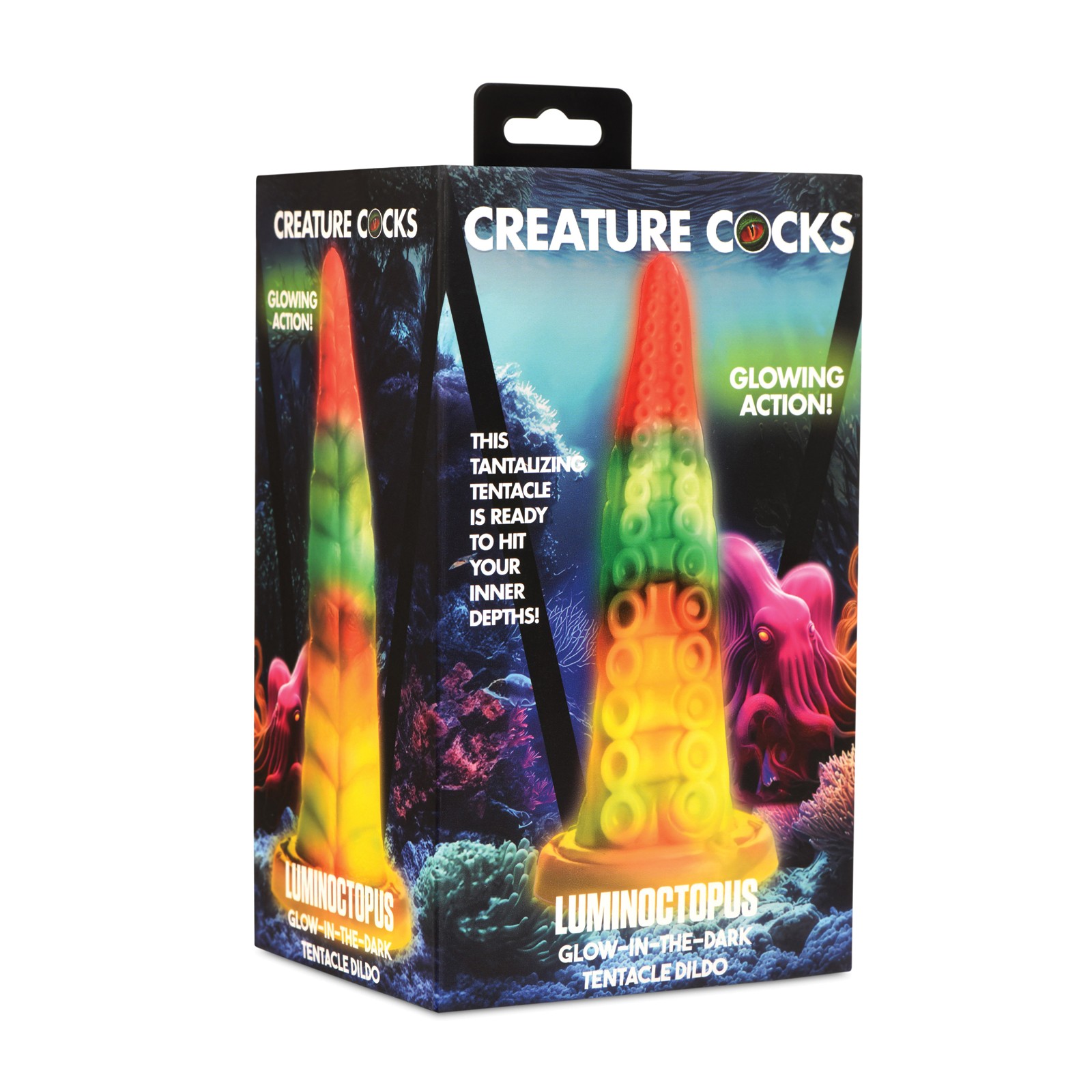 Creature Cocks Glow-in-the-Dark Tentacle Dildo - Rainbow Colors