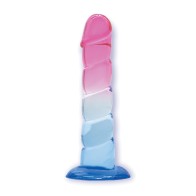 Dildo Gradient Jelly Swirl TPR - Rosa/Azul