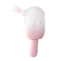 Bite Me Sucking & Vibrating Cream Pop Stimulator - Pink/White