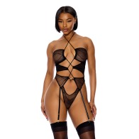 Pull My Strings Sheer Mesh Halterneck - Large