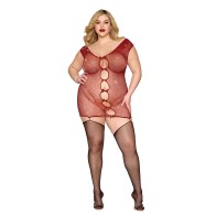 Seamless Chemise with Rhinestone Accents Lipstick Red QN