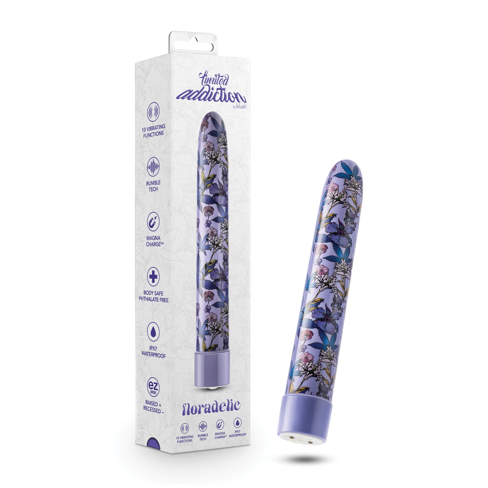 Blush Limited Addiction Floradelic 7" Rechargeable Vibe Purple