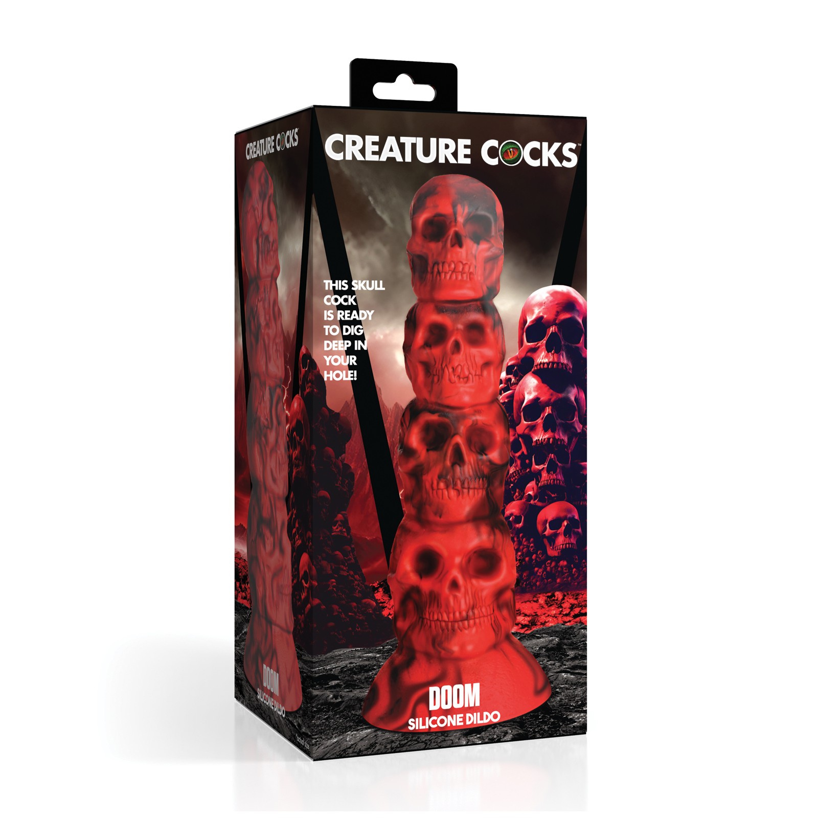 Creature Cocks Dildo Doom de Silicona - Rojo/Negro