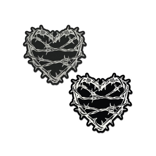 Reflective Barbed Wire Heart Nipple Covers for Edgy Style