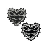 Reflective Barbed Wire Heart Nipple Covers for Edgy Style