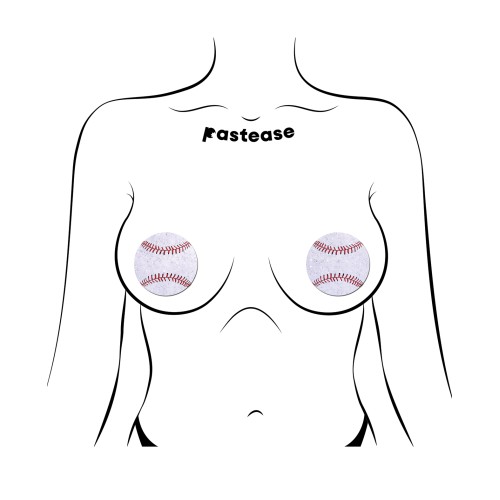 Premium Baseball Sparkly Pasties - White