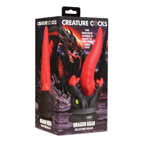 Creature Cocks Dragon Roar Dildo de Silicona Rojo Negro