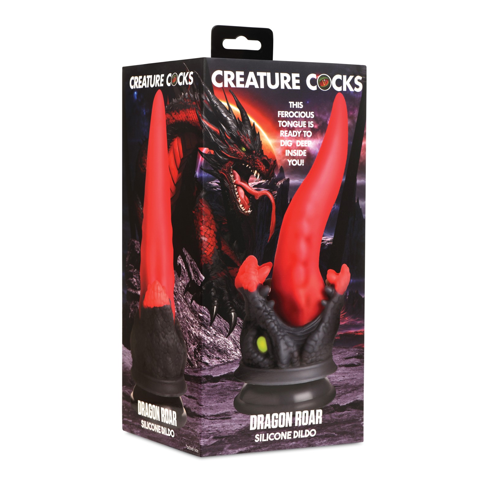 Creature Cocks Dragon Roar Dildo de Silicona Rojo Negro