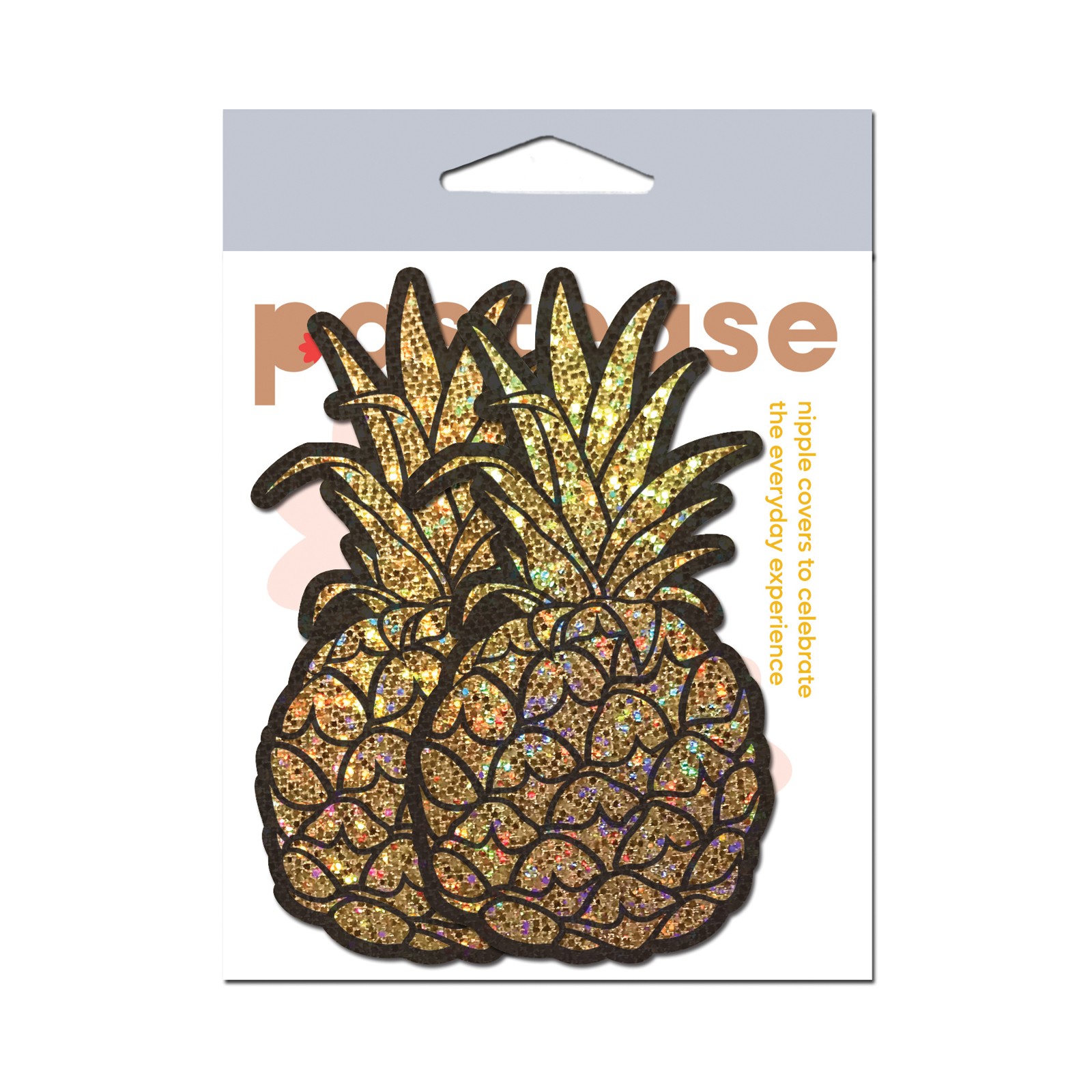 Cubiertas de Pezón Pineapple Glitter Dorado para Diversión y Estilo