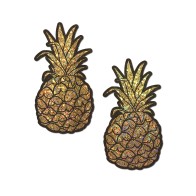 Cubiertas de Pezón Pineapple Glitter Dorado para Diversión y Estilo