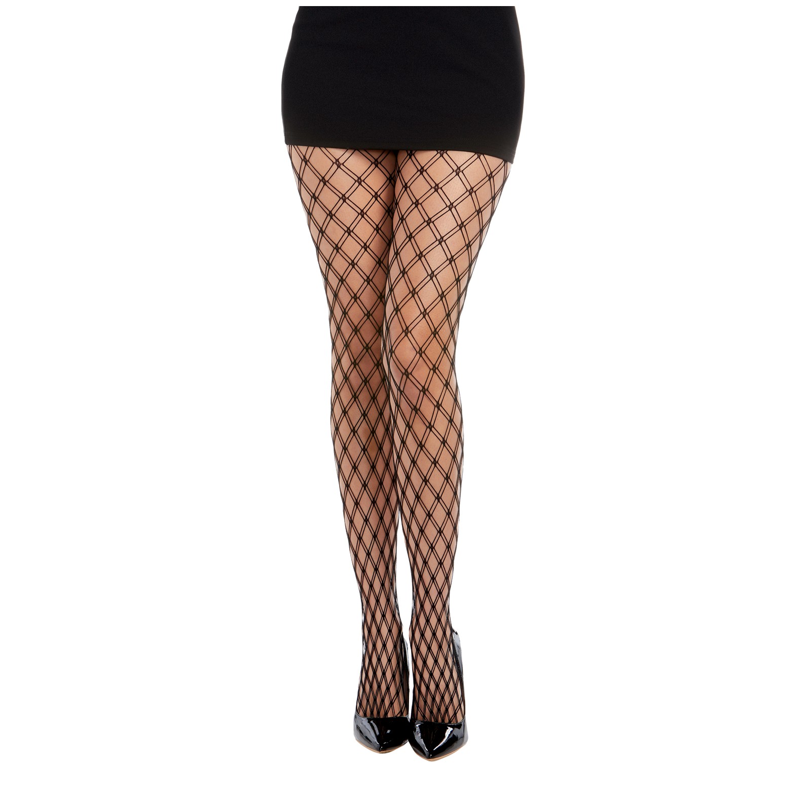 Double Knitted Fence Net Pantyhose Black