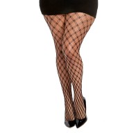 Double Knitted Fence Net Pantyhose - Black